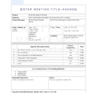 Agenda Template – Word Document with Built-in Macros