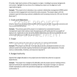 Project Charter Template – Word Document with Built-in Macros